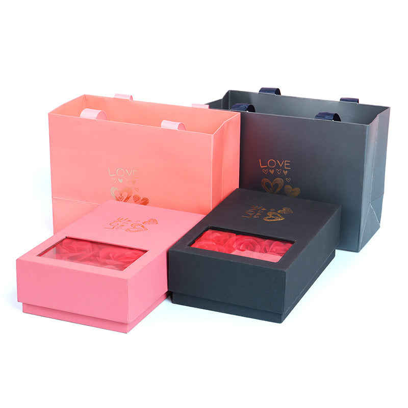 Rose Sand Brier Heaven and Earth Cover Rose jewelry box with six flower design, elegant ring storage and decorative jewelry organizer