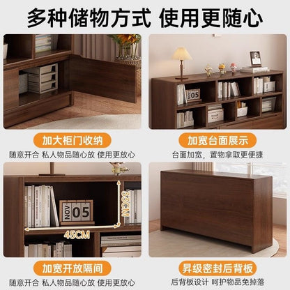 Solid wood bookshelf storage cabinet integrated wall-mounted living room storage cabinet wall-side narrow cabinet bedroom cubicle cabinet storage cabinet