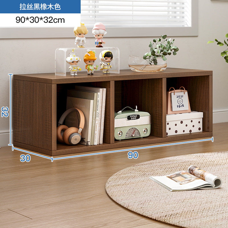 Carefully selected simple bookshelf low cabinet, small apartment living room, large capacity floor-standing INS style long strip storage cabinet against the wall and balcony