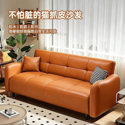 Sofa small apartment new cat-scratch leather sofa bed, office sofa bed, modern minimalist, living room foldable for dual use