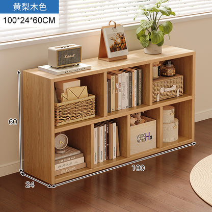 Carefully selected simple bookshelf low cabinet, small apartment living room, large capacity floor-standing INS style long strip storage cabinet against the wall and balcony