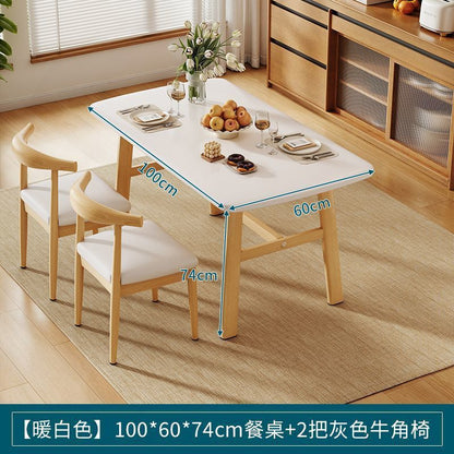 Dining table and chair combination, small apartment, household rectangular table and chairs, commercial breakfast shop dining table and chairs, fast food restaurant, iron horn chair