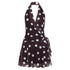 Pear Daisy retro polka dot deep V plunge neck mesh camisole dress with lace, ideal for vacation or home wear.