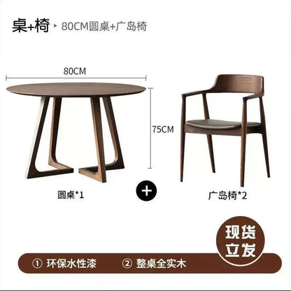 Nordic light luxury solid wood dining table, home leisure balcony small table, Hiroshima chair combination, café reception and negotiation table
