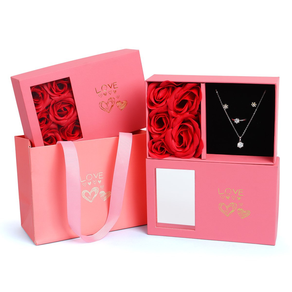 Heaven and Earth Cover Rose Jewelry Box by Rose Sand Brier, decorative ring box with six flower designs and elegant cover.