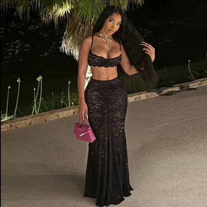 Taupe Oliver high streetwear 2-piece set with cutout sling top and matching skirt, stylish and trendy for casual wear.