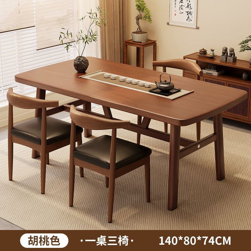 Dining table and chair combination, small apartment, household rectangular table and chairs, commercial breakfast shop dining table and chairs, fast food restaurant, iron horn chair