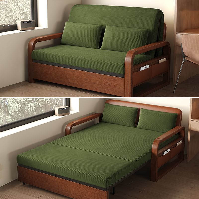 Sofa bed integrated dual-use nap bed vintage Chinese style sofa bed oil-wax leather folding bed multifunctional foldable