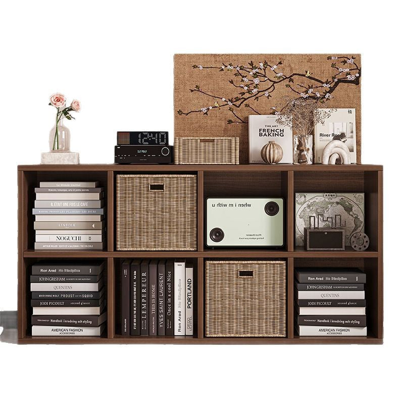 Carefully selected simple bookshelf low cabinet, small apartment living room, large capacity floor-standing INS style long strip storage cabinet against the wall and balcony