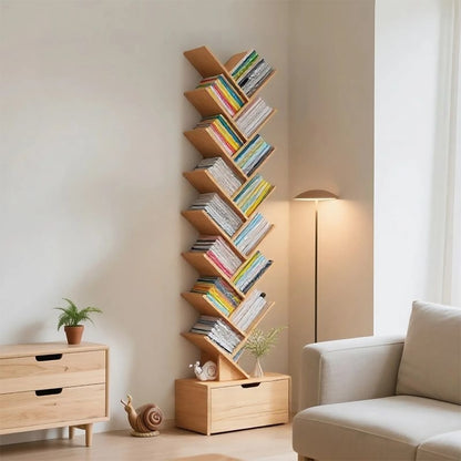 Storage rack, simple bookshelf, floor-standing living room tree-shaped small bookshelf, home multi-layer narrow-gap storage against the wall