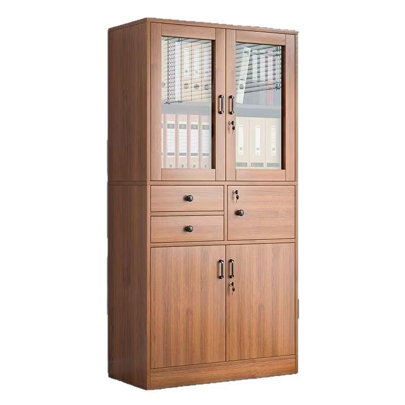 Office filing cabinet, wooden bookshelf with lock, household document cabinet, archive cabinet, layered new bookshelf with cabinet door