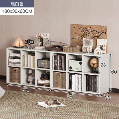 Carefully selected simple bookshelf low cabinet, small apartment living room, large capacity floor-standing INS style long strip storage cabinet against the wall and balcony