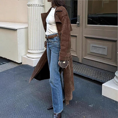 Vintage brown slim coat by Carmine Juneberry, stylish jackets and coats with a tailored fit and classic design.