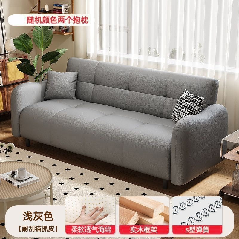 Sofa small apartment new cat-scratch leather sofa bed, office sofa bed, modern minimalist, living room foldable for dual use