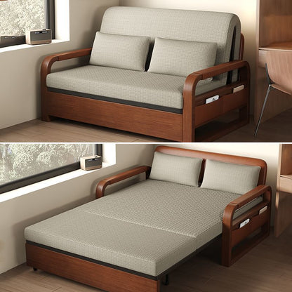 Sofa bed integrated dual-use nap bed vintage Chinese style sofa bed oil-wax leather folding bed multifunctional foldable