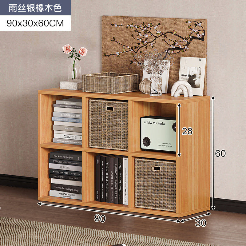 Carefully selected simple bookshelf low cabinet, small apartment living room, large capacity floor-standing INS style long strip storage cabinet against the wall and balcony