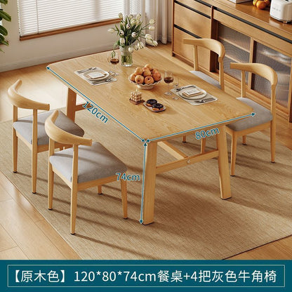 Dining table and chair combination, small apartment, household rectangular table and chairs, commercial breakfast shop dining table and chairs, fast food restaurant, iron horn chair
