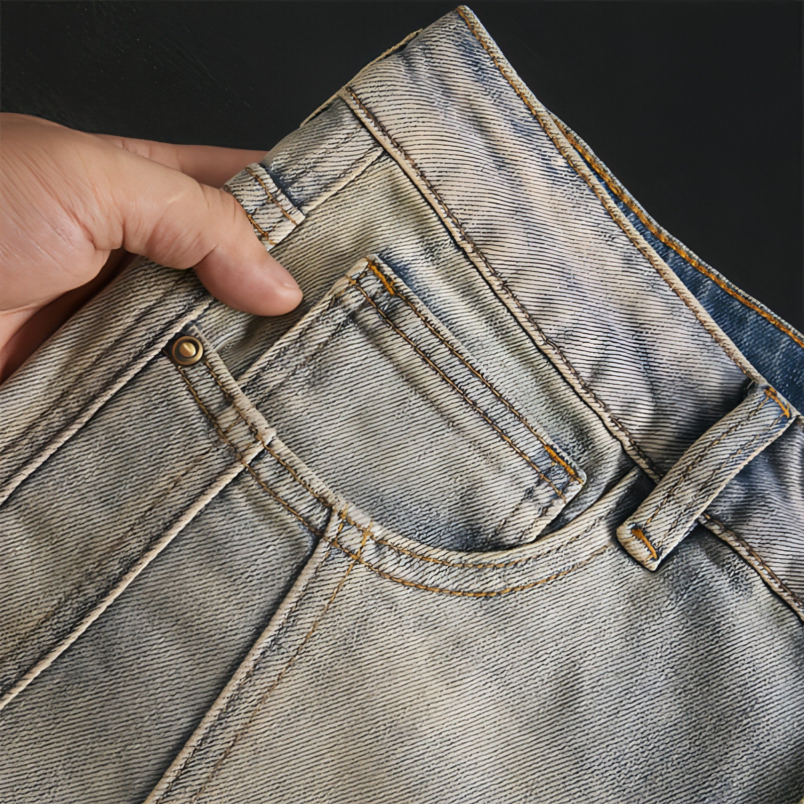 Carmine Juneberry UrbanEase™ retro patchwork motorcycle jeans for men, featuring rugged denim with colorful patch details.