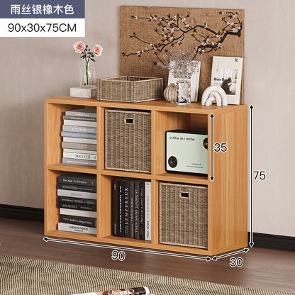Carefully selected simple bookshelf low cabinet, small apartment living room, large capacity floor-standing INS style long strip storage cabinet against the wall and balcony
