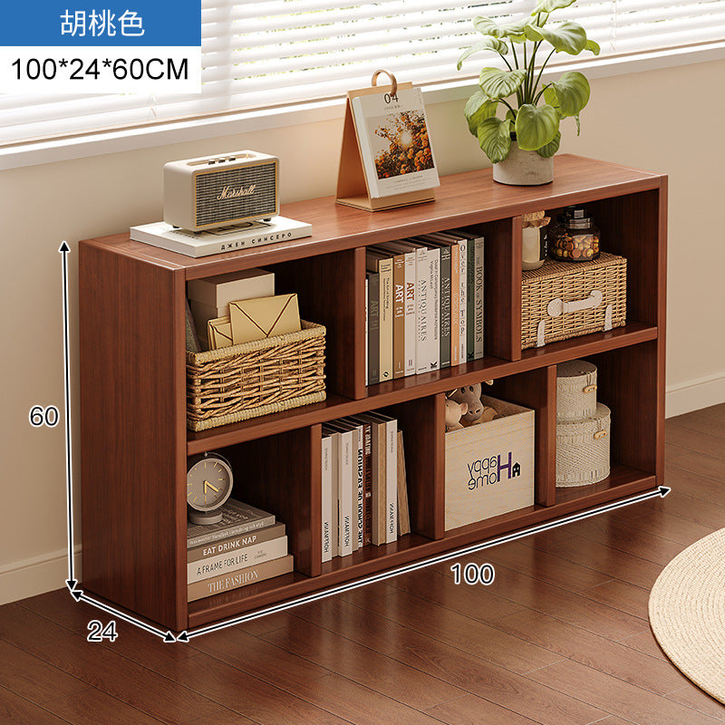 Carefully selected simple bookshelf low cabinet, small apartment living room, large capacity floor-standing INS style long strip storage cabinet against the wall and balcony