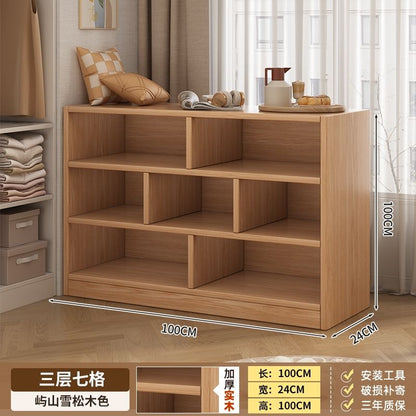 Solid wood bookshelf storage cabinet integrated wall-mounted living room storage cabinet wall-side narrow cabinet bedroom cubicle cabinet storage cabinet