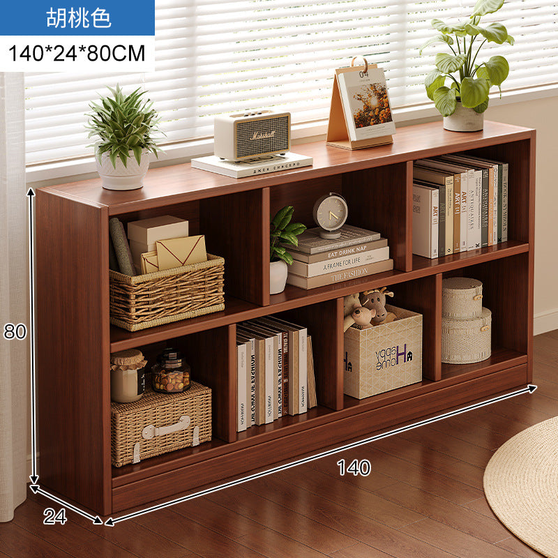 Carefully selected simple bookshelf low cabinet, small apartment living room, large capacity floor-standing INS style long strip storage cabinet against the wall and balcony
