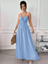 Blue summer halter backless dress with lace-up waist from Pear Daisy, perfect for seaside and warm weather occasions.