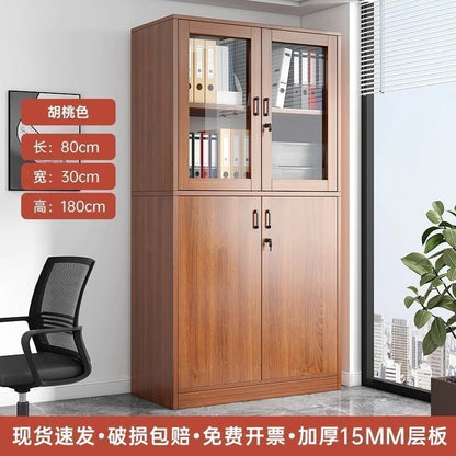 Office filing cabinet, wooden bookshelf with lock, household document cabinet, archive cabinet, layered new bookshelf with cabinet door