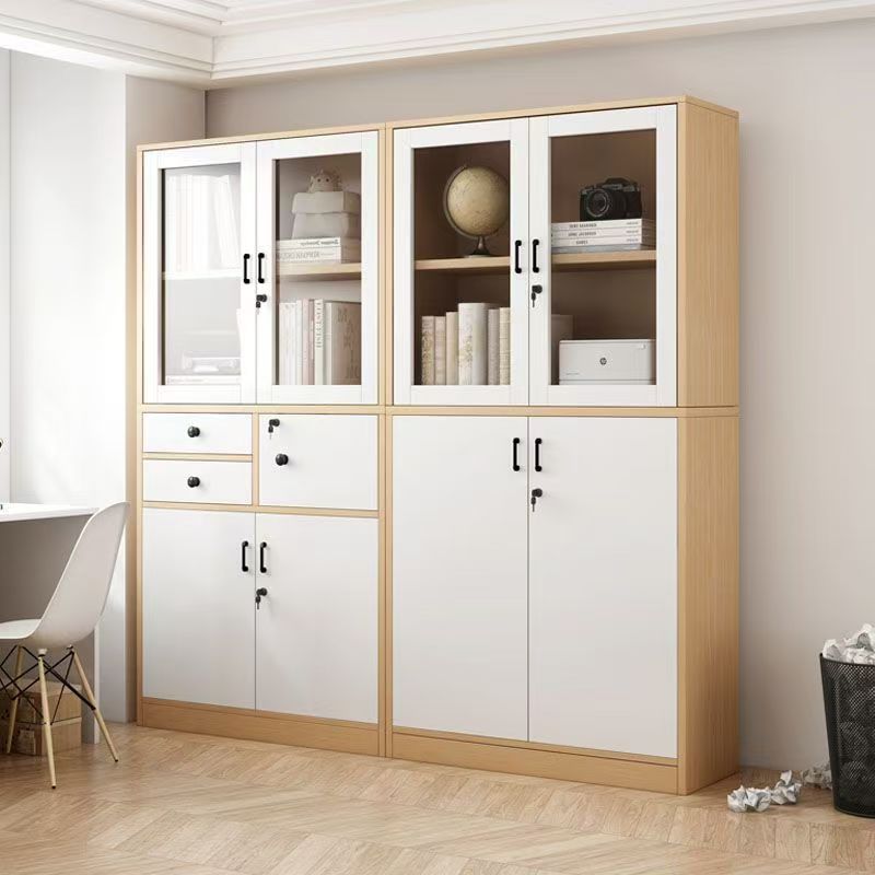 Office filing cabinet, wooden bookshelf with lock, household document cabinet, archive cabinet, layered new bookshelf with cabinet door