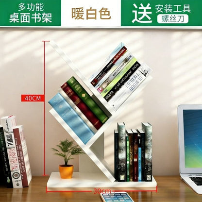 Storage rack, simple bookshelf, floor-standing living room tree-shaped small bookshelf, home multi-layer narrow-gap storage against the wall