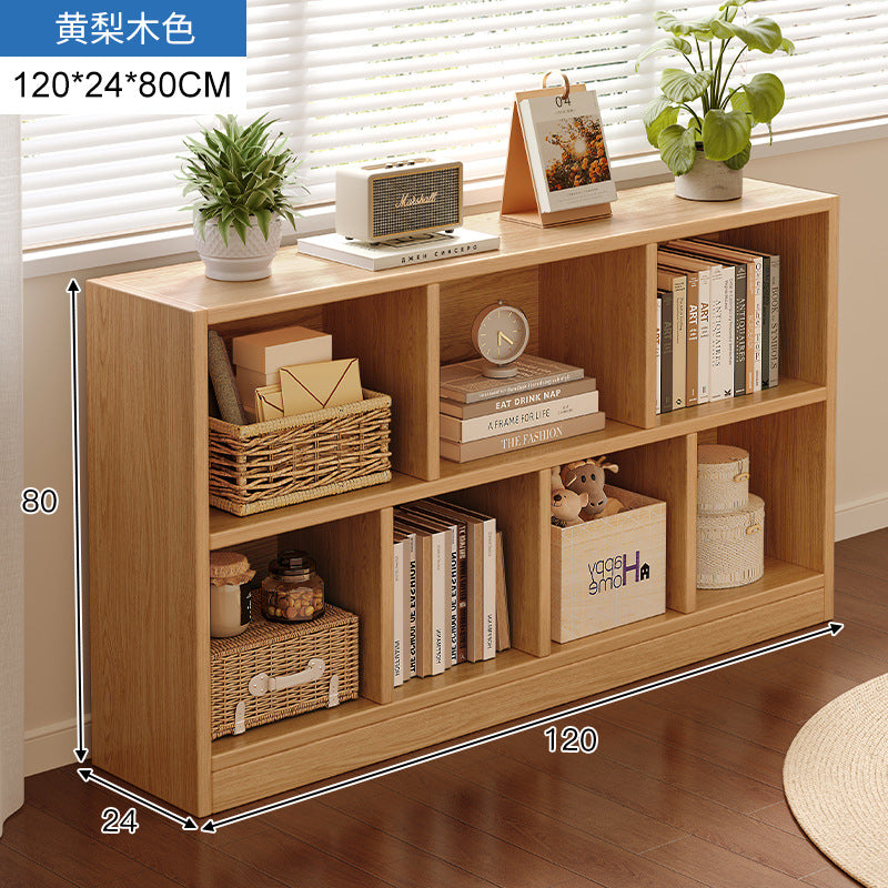 Carefully selected simple bookshelf low cabinet, small apartment living room, large capacity floor-standing INS style long strip storage cabinet against the wall and balcony