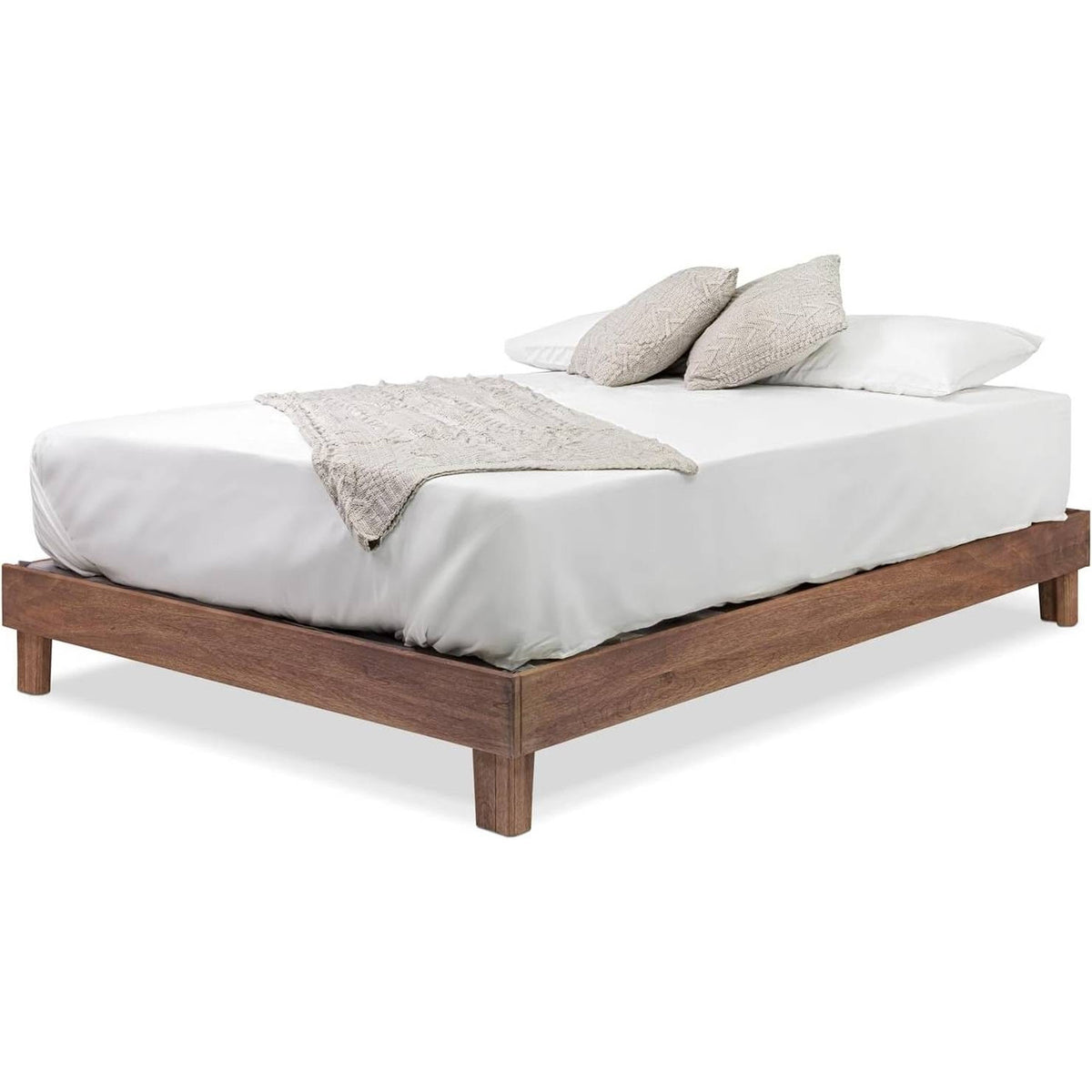 Full size Solid Wood Heavy Duty Platform Bed Frame in Oak Finish - Made In USA