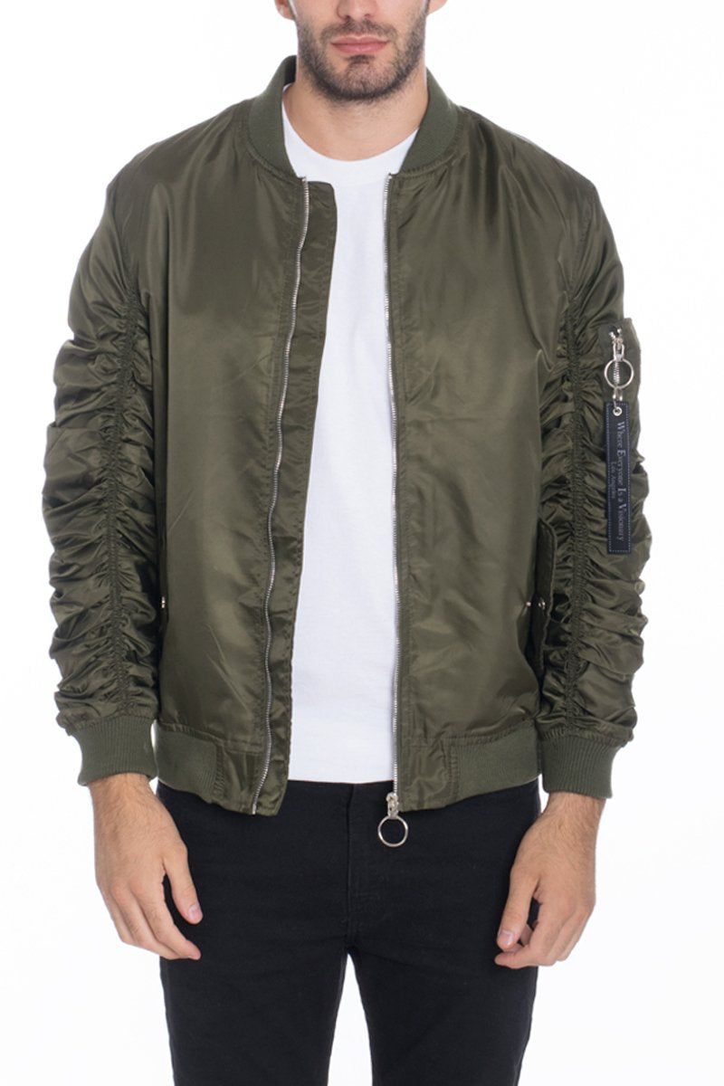 Lime Milo Flight Lined Bomber activewear jacket in black with orange lining, featuring a modern bomber style and sporty design.