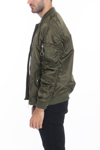 Lime Milo Flight Lined Bomber Jacket for activewear, shown in black with sleek design and subtle lining details.