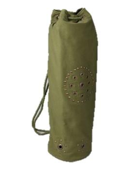 Olive green OMSutra OM Mahashakti yoga bag made from scarves and bandanas by Alabaster, featuring a stylish, spacious design.
