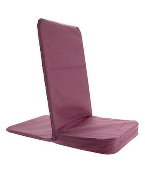 Alabaster OMSutra folding meditation chair in burgundy, portable and comfortable for outdoor or indoor meditation sessions.