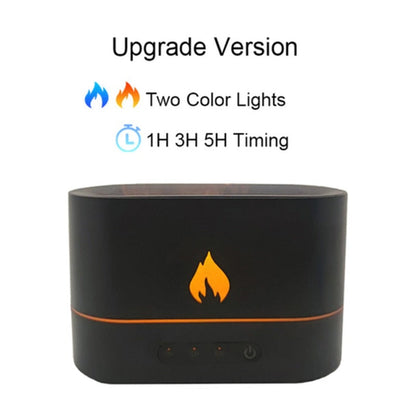 Yellow Pandora essential oil diffuser with flaming effect and timer, showcasing a sleek design and mist output.
