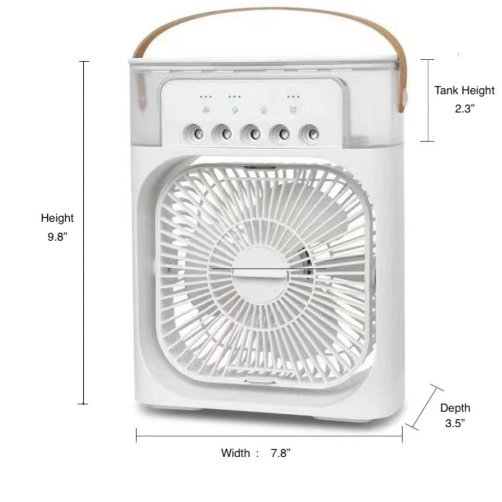 Yellow Pandora portable desktop air cooler fan for home and garden, compact and efficient cooling device shown on a desk.