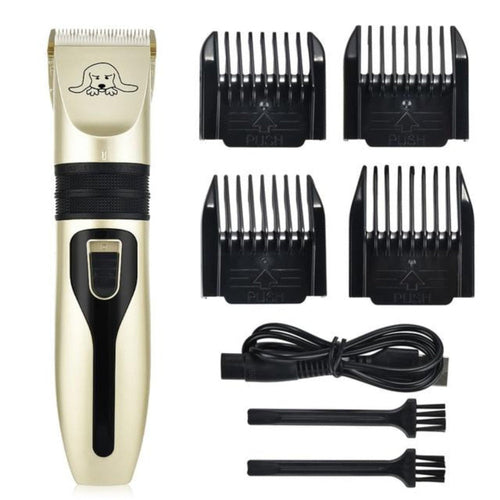 Yellow Pandora pet hair clipper set for grooming pets, featuring professional blades and ergonomic design for easy trimming.