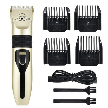 Yellow Pandora pet hair clipper set for grooming pets, featuring professional blades and ergonomic design for easy trimming.