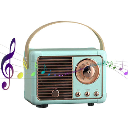 Yellow Pandora Bluetooth compact retro speaker with radio, featuring vintage design and portable audio for nostalgic listening.