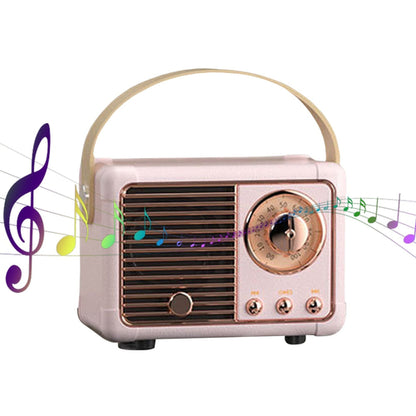 Yellow Pandora Bluetooth compact retro speaker with built-in radio, vintage design, and portable audio entertainment.