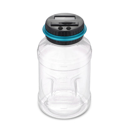 Digital coin counting money saving box jar from Teal Simba, designed for storing and counting coins in a bath and beauty themed container.
