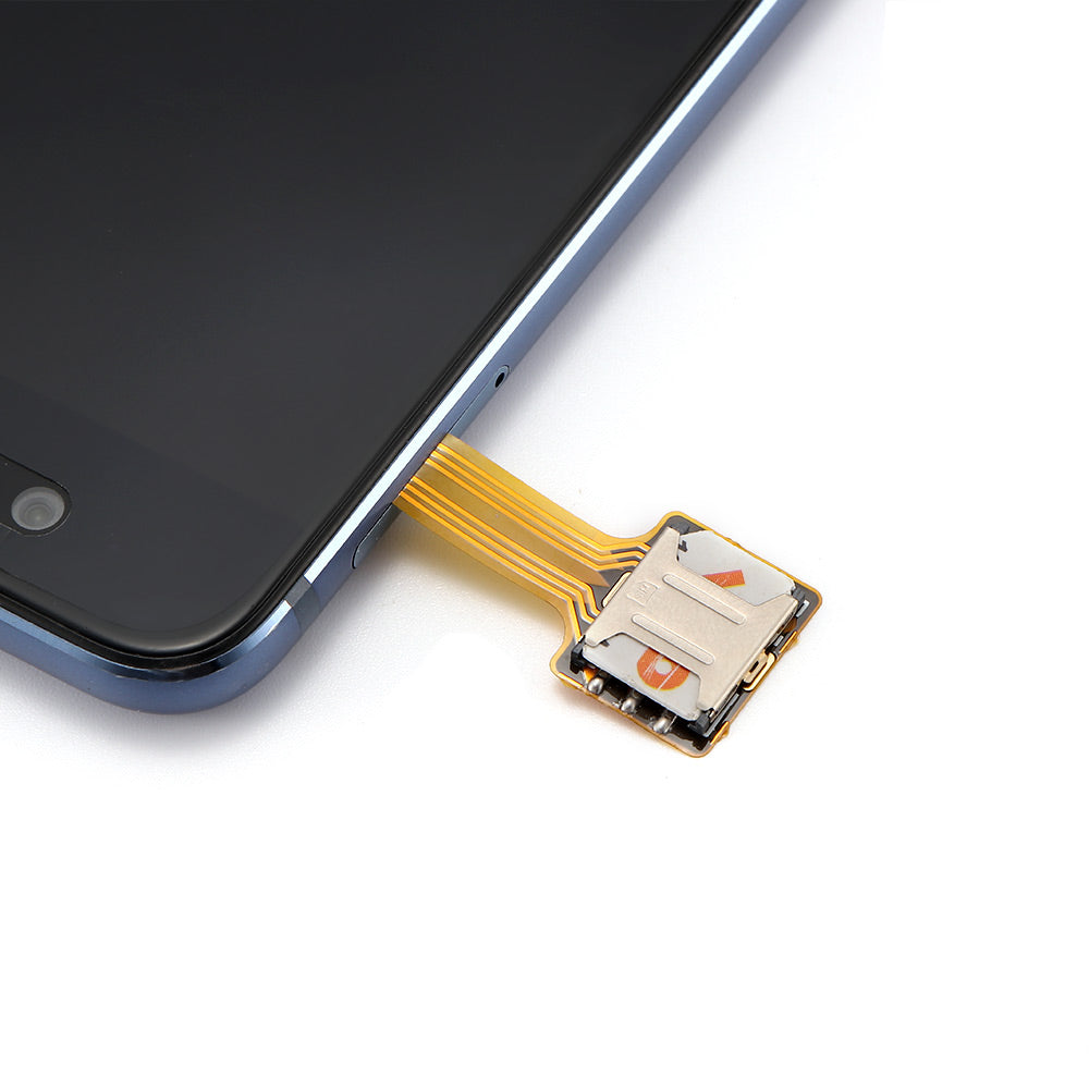 Teal Simba Hybrid Double Dual SIM Card Micro SD Adapter for mobile devices, shown with multiple SIM and Micro SD card slots.