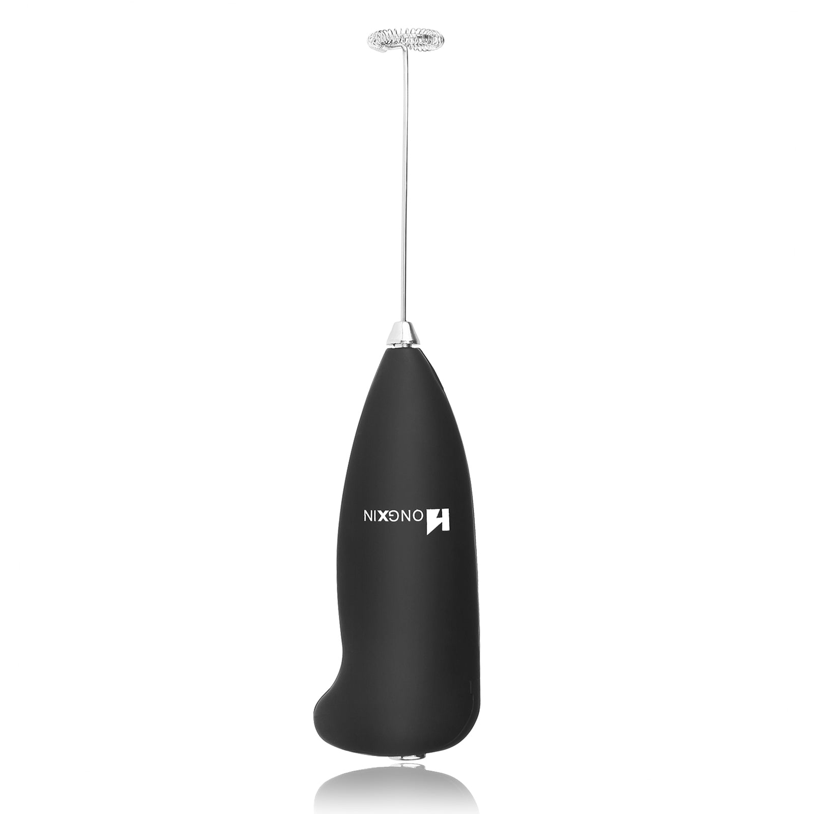 Stainless steel milk frother and foamer blender by Teal Simba, used for creating creamy foam for coffee and beverages.