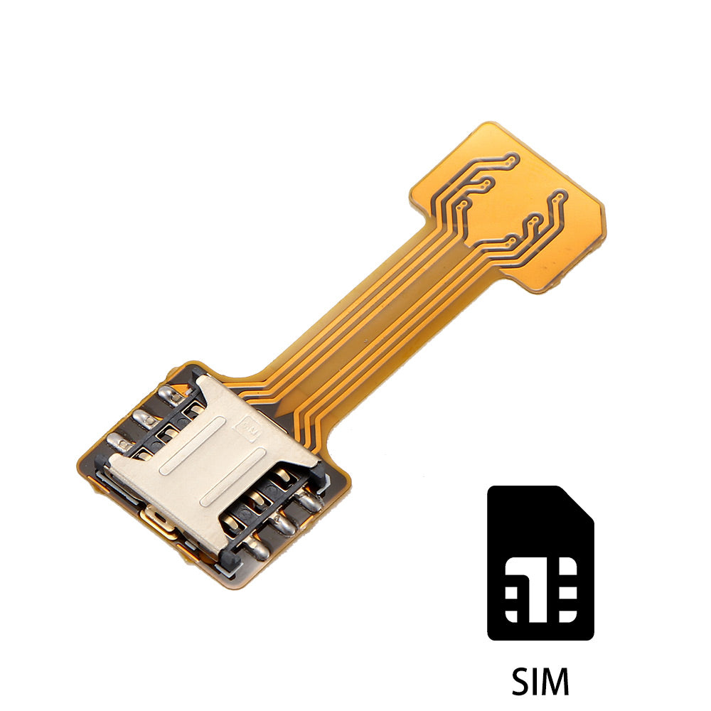 Teal Simba hybrid double dual SIM card and micro SD adapter for mobile devices, shown in close-up with metal and plastic components.