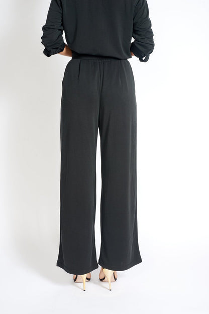 Black wide-leg pants from Azure Thanatos, loose-fitting women&