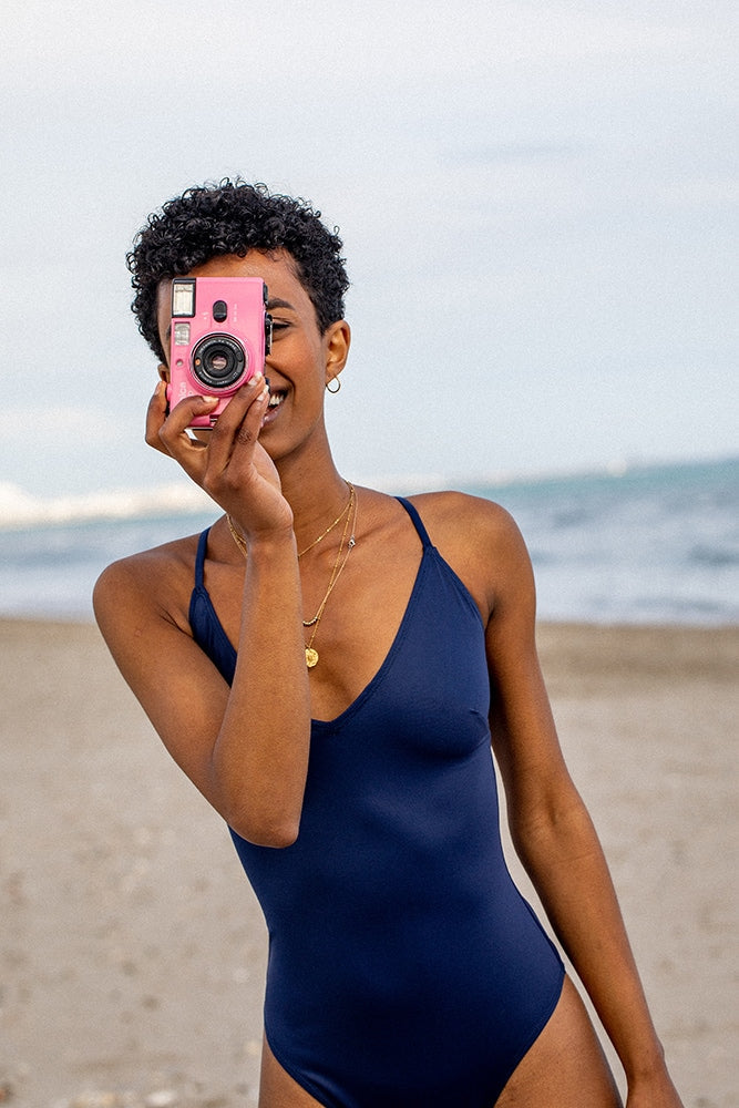 Blue marine one-piece swimsuit from Silver Daedalus Tana lingerie collection, featuring elegant and comfortable design.