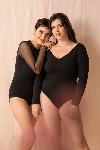 Black Tencel and tulle lingerie bodysuit from Silver Daedalus&