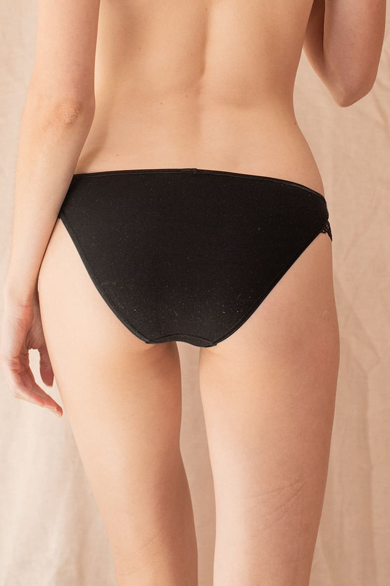 Black cotton Culotte Casamance lingerie by Silver Daedalus, featuring a comfortable, stylish design with soft fabric.